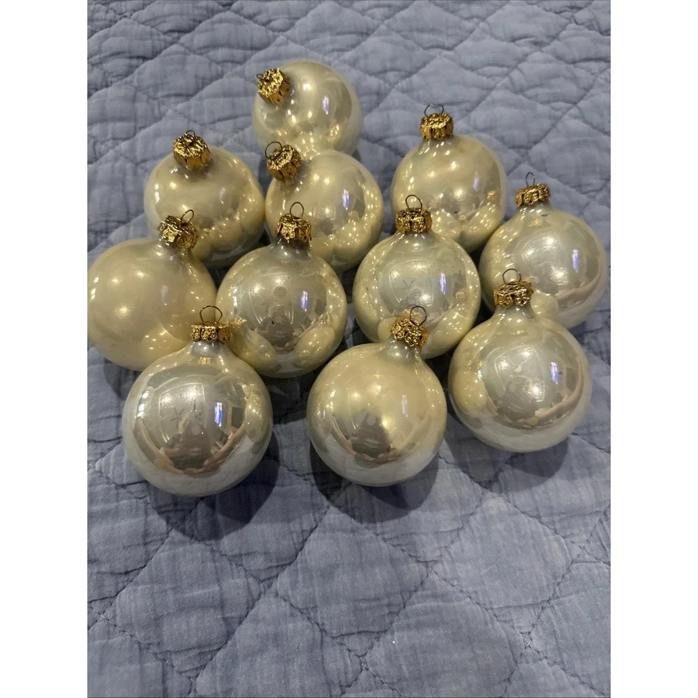 Vintage Set Of 11 Champagne Color Mercury Glass Ornaments 3in Germany